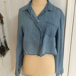 Denim Long Sleeve Women's Button Down Shirt